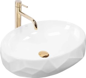 Lavoar pe blat Rea Maya oval 60 cm alb lucios