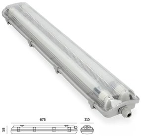 Corp de iluminat LED fluorescent industrial Brilagi OPTIMA T8 2xG13/9W/230V 4000K IP65 67,5 cm