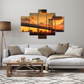 Tablou - Apus de soare peste Podul Ben Franklin, Philadelphia (150x105 cm)