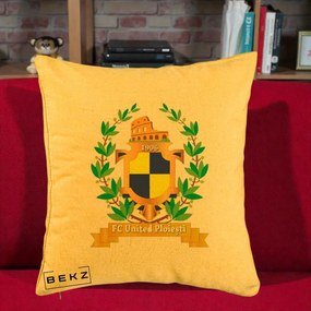 Perna Personalizata FC United Ploiesti 1906 Fotbal, 40x40 cm, Galben, Husa Detasabila, Perna Inclusa, BEKZ®