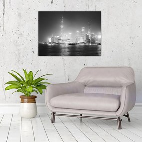 Tablou pe sticlă cu zgârăie nori moderene (70x50 cm)