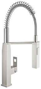 Baterie bucatarie cu pipa flexibila Grohe Eurocube cu doua tipuri de jet crom periat Supersteel