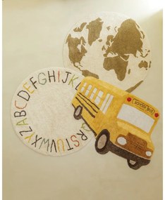 Covor pentru copii galben ocru lavabil, țesut manual din bumbac 90x130 cm School Bus – Lorena Canals