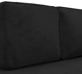 Canapea extensibila cu 2 locuri, negru, catifea Negru