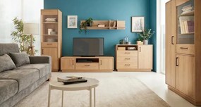 Comoda TV TISANE cu dulapuri si sertar 160x50cm, stejar biscuit