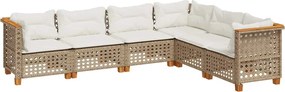 vidaXL Set canapele de grădină cu perne, 6 piese, bej, poliratan