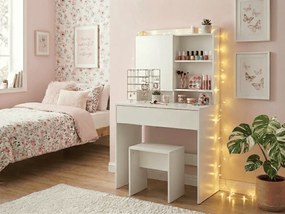 Masuta de toaleta cu oglinda LUNAVI 70x40 cm, alb