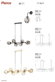 Lustră pe cablu PIERCE 8xE27/42W/230V auriu Redo 01-2621