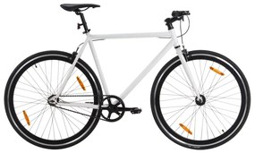 Bicicleta cu angrenaj fix, alb si negru, 700c, 51 cm