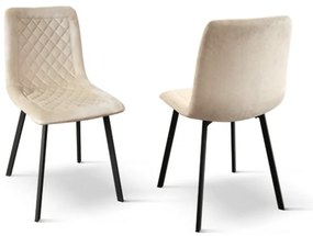 SET 4 Scaune Slim, structura metalica, catifea - BEJ - CATIFEA - NEGRU - STANDARD