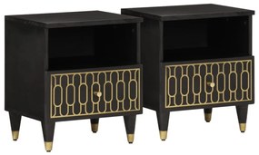 vidaXL Noptiere, 2 buc., 40x33x46 cm, lemn masiv de acacia