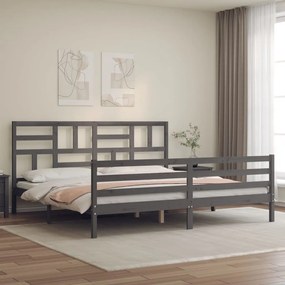 3194918 vidaXL Cadru pat cu tăblie 200x200 cm, gri, lemn masiv