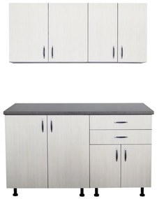 Bucatarie Sofia 140 cm, carcasa wenge,fronturi ladin, blat imitatie beton