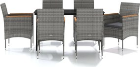 vidaXL Set de servit masa pentru grădină, 7 piese, gri și negru