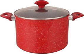 Oala Oliver Voltz Florence OV54418AP20D, 20 cm, 4,3 l, Acoperire marmorata, Fara PFOA, Pentru aragaz si plite, Inductie, Rosie