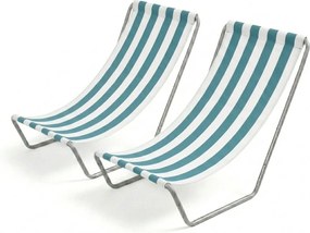 Set de 2 sezlonguri pliante pentru plaja SAND, dungi turcoaz