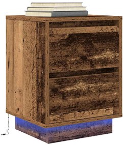 vidaXL Noptiera cu lumini LED Lemn vechi 38x34x50 cm