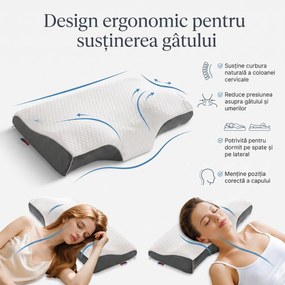 Perna cervicala ortopedica CERVI-SAN Prim memory foam, 9/3 cm, husa Tencel