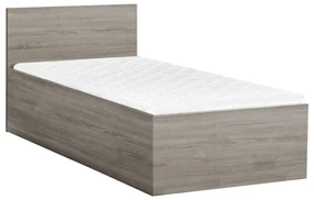 Pat de o persoana stejar trufat, SOFIA 90 x 200 cm Saltele: Cu saltele Deluxe 10 cm, Somiera pat: Cu lamele curbate