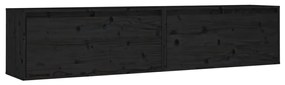 813464 vidaXL Dulapuri de perete 2 buc. negru 80x30x35 cm lemn masiv de pin
