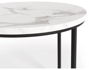 SET 2x măsuță de cafea OREO d. 43/53 cm negru/decor marmorat