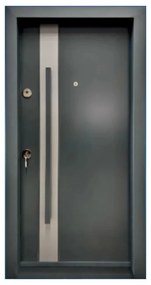 Usa metalica de exterior cu izolatie si vizor Novo Doors NDA1, Din compozit, 2 yale, Kit complet, Pentru case, Gri antracit cu gri deschis (Sens
