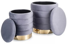 Set 2 tabureti Britta velvet gri Tap.252