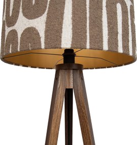 Lampă de podea trepied din lemn de nuc cu abajur maro și bej cu dungi 50cm - Tripod Classic