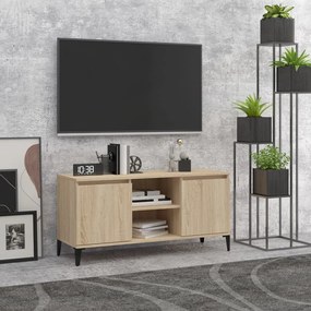 805971 vidaXL Comodă TV cu picioare metalice, stejar sonoma, 103,5x35x50 cm