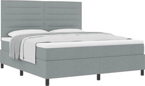 vidaXL Pat cu arcuri cu saltea Gri deschis 180 x 200 cm țesătură