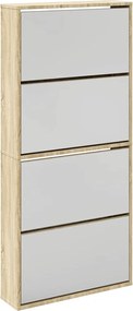 vidaXL Pantofar cu 4 niveluri și oglindă, stejar, 63 x 17 x 134 cm