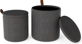 Set 2 pufuri cu spațiu de depozitare, gri