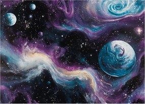 Tablou pe sticlă - Univers pictat (70x50 cm)