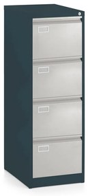 Dosar metalic A4 - 4 sertare, 45,5 x 62 x 132 cm, blocare cilindrica, gri deschis - ral 7035