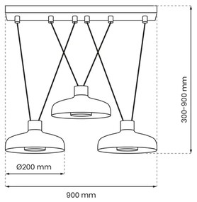 Lustră pe cablu LINEA 3xGX53/12W/230V neagră