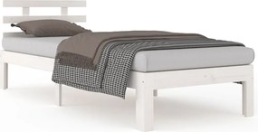 vidaXL Cadru de pat, alb, 100x200 cm, lemn masiv de pin