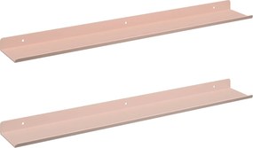 vidaXL Raft suspendat Pe perete 2 pcs Roz 60 x 9 x 2,5 cm Oțel