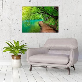 Tablou pe sticlă - Lacurile Plitvice (70x50 cm)