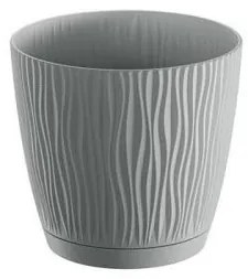 Ghiveci decorativ de flori, rotund, gri, 1.6 L, 14.9x13.9 cm, Sandy P