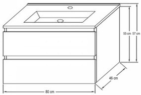 Mobilier de baie Porto 80 inferior cu lavoar alb