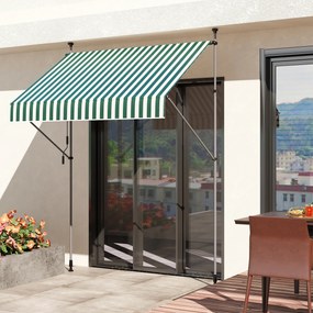 Outsunny Tenda de Soare cu Suporturi Reglabile și Manivelă, Verde și Alb | Aosom Romania