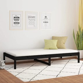 820416 vidaXL Pat de zi, negru, 90x200 cm, lemn masiv de pin