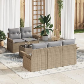 vidaXL Set de canapele pentru grădină 6 pcs Bej Rattan poli