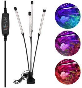Lampă LED reglabilă cu clemă pentru plante VITARO 4xLED/10W/230V negru