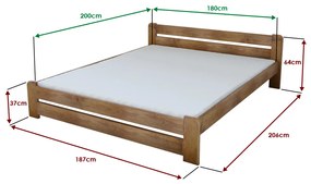 Pat Laura 180x200 cm, stejar Saltele: Cu saltele Deluxe 10 cm, Somiera pat: Cu lamele drepte