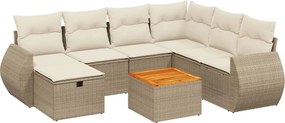 vidaXL Set canapele de grădină, 8 piese, cu perne, bej, poliratan
