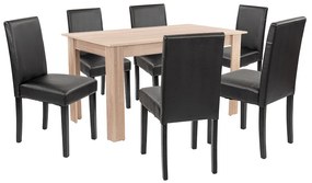 Set de masă Leon 6+1, stejar Sonoma-negru
