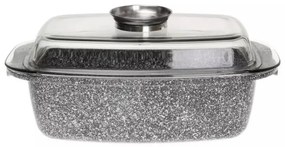 Tava pentru copt tip roaster Klausberg KB 7365, 4.5 L, Capac din sticla, Finisaj marmura, Inductie, Gri