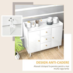 Bufet HOMCOM Alb 90x80 PAL-Pin | Aosom Romania