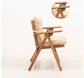 Set mobilier de grădină masă și scaune Kikadu 2 (natural + crem) (pentru 2 persoane). 1093856